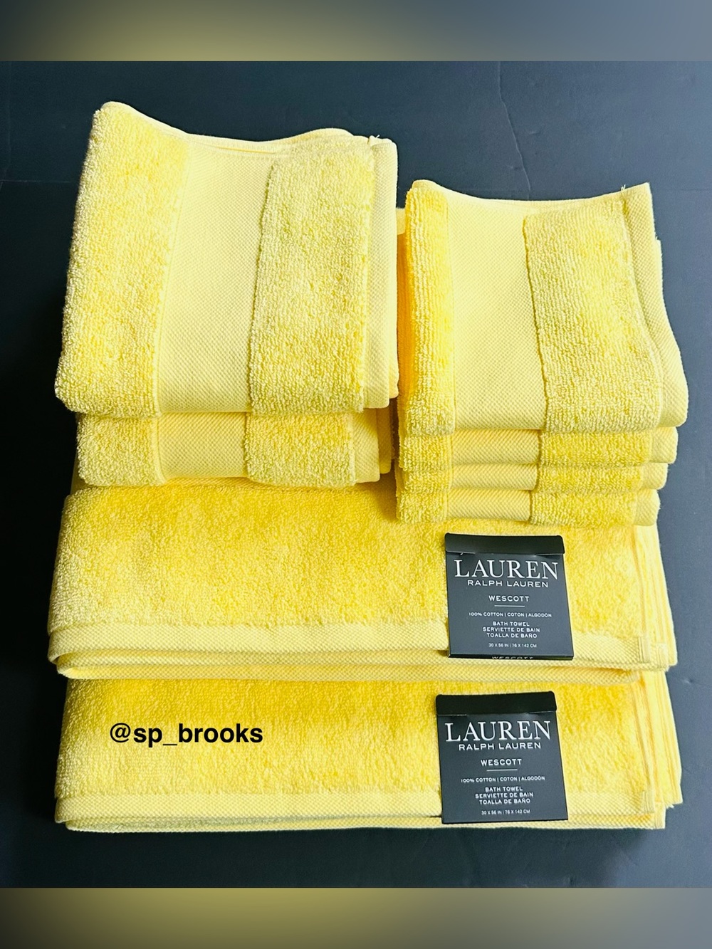 🎁8PC LAUREN Ralph Lauren Wescott Bath Towel Set - Canary Yellow Cotton Towels